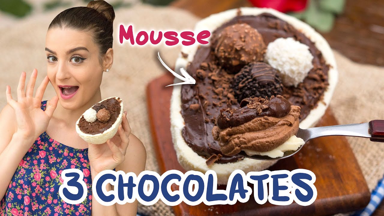 Ovo de Páscoa TRÊS CHOCOLATES (Mousse de Colher) - Cozinha do Bom Gosto - Gabi Rossi
