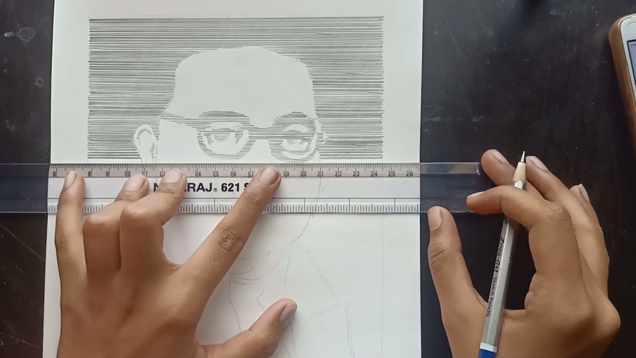 Drawing Portrait with Horizontal Lines | Juzt Art