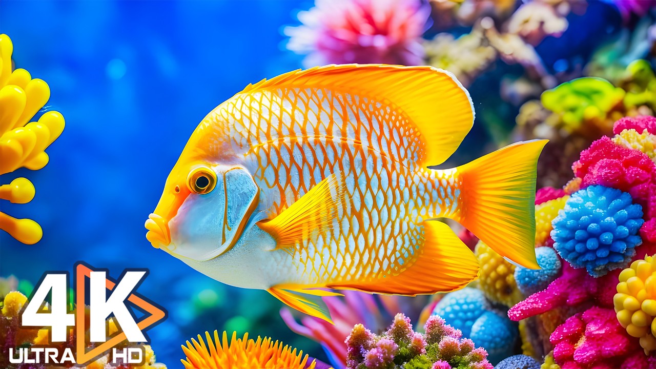 Лучший аквариум 4K 🐠 Красочные коралловые рифовые рыбы и медузы #16