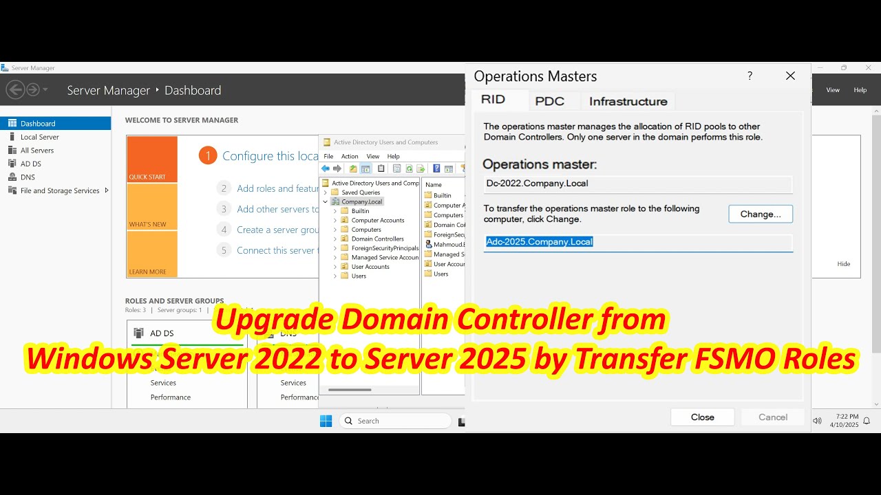 How To Upgrade Domain Controller From Windows Server 2022 To Server 2025 by Transfer FSMO Roles