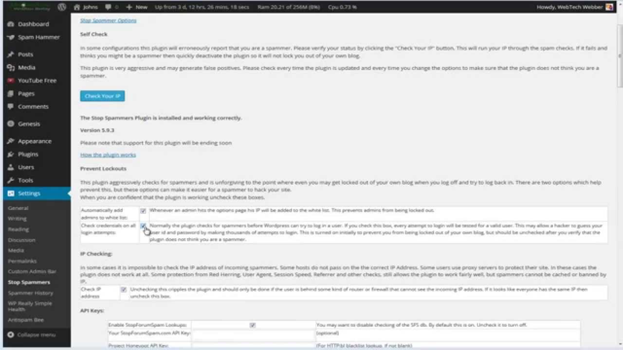Using Stop Spammer Registration Plugin
