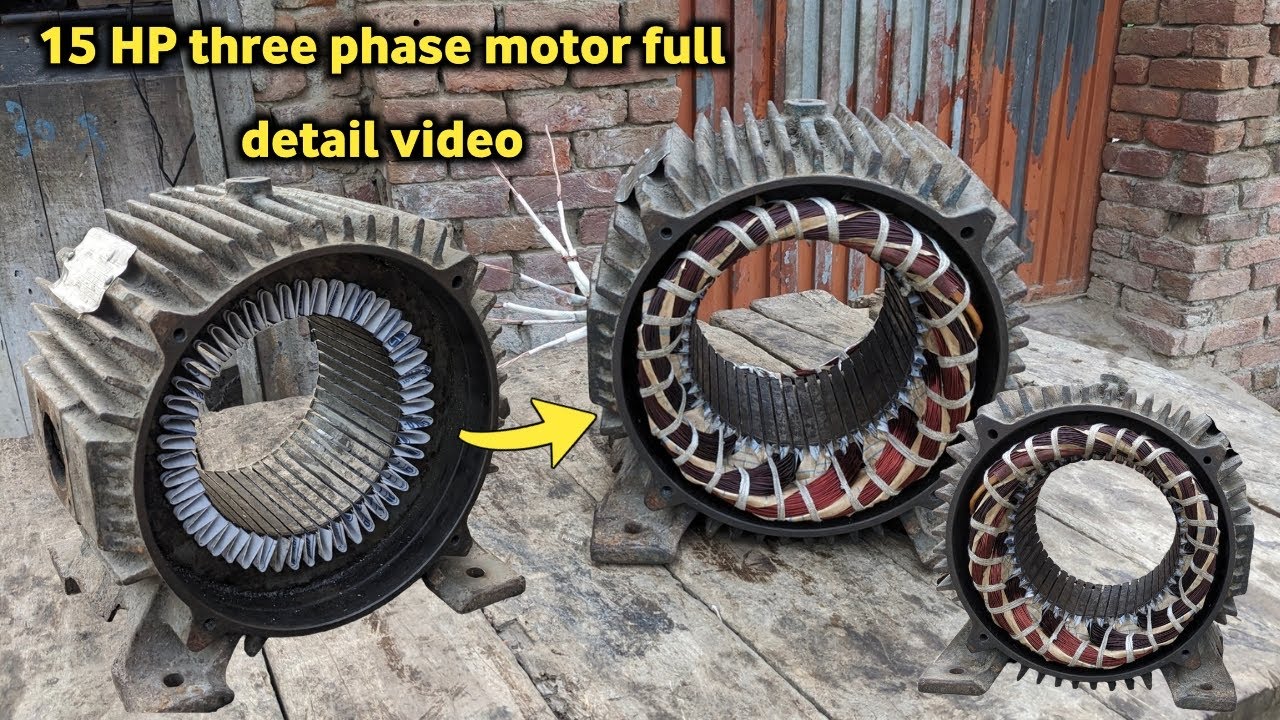 Three phase motor wind information video|| full detail video 15 HP three phase motor wind.