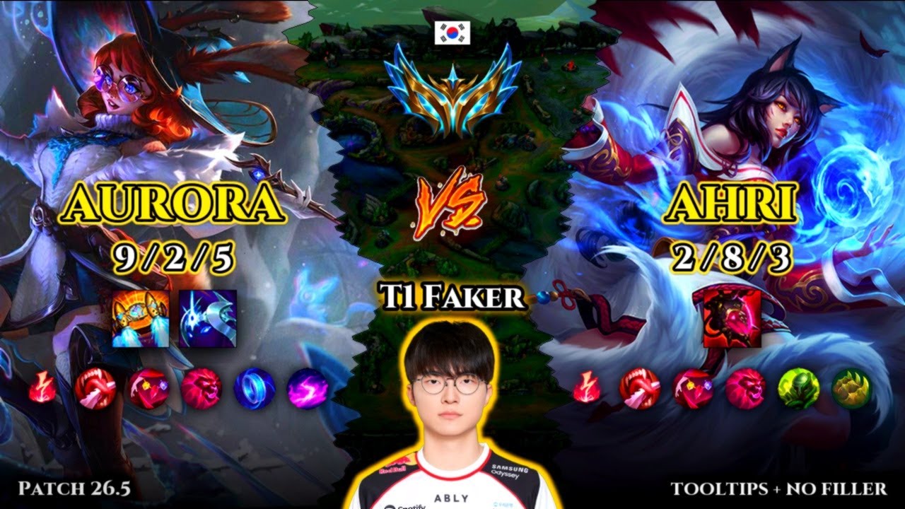 T1 Faker | Aurora MID vs Ahri | Patch 26.5 | 2026-03-05 | KR CHALLENGER