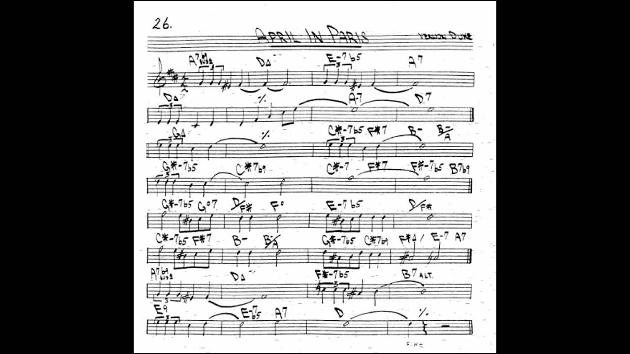 April in Paris by Vernon Duke B-flat instruments music sheet (Soprano sax, Tenor sax, Trumpet)