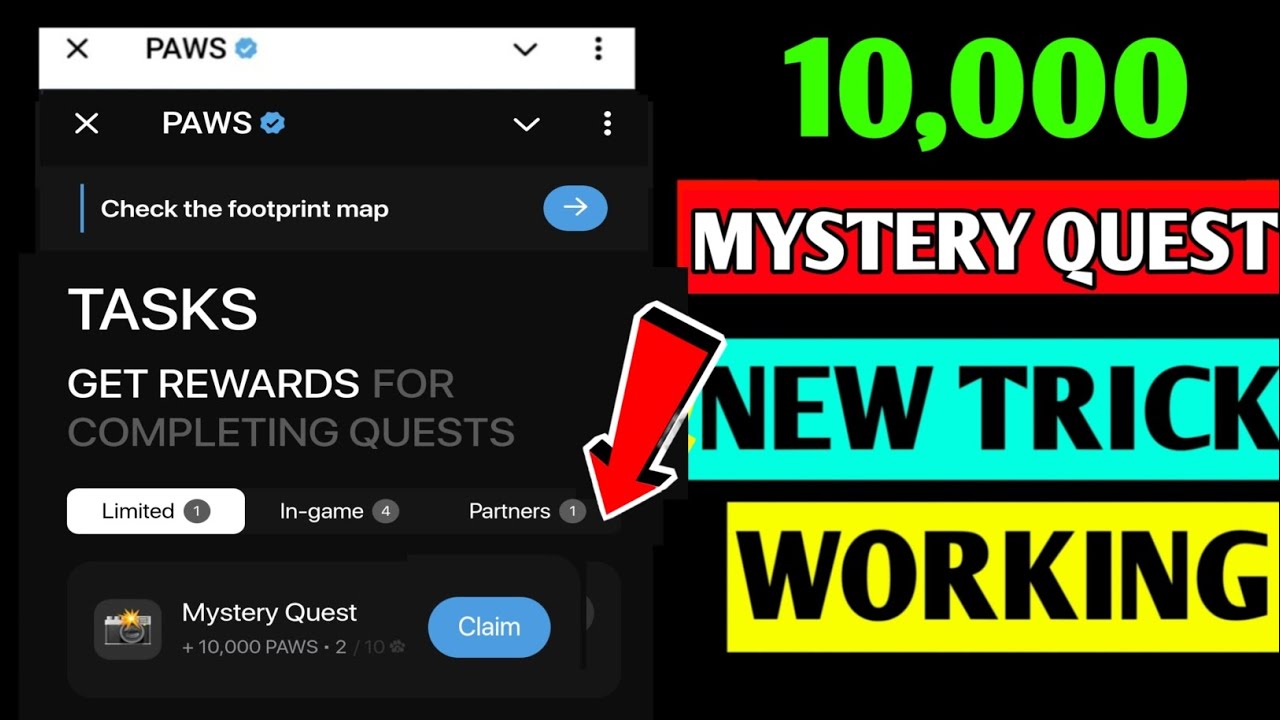 Paws New Task Mystery Quest | How To Solve Mystery Quest Paws Task | Paws Airdrop Mystery Quest