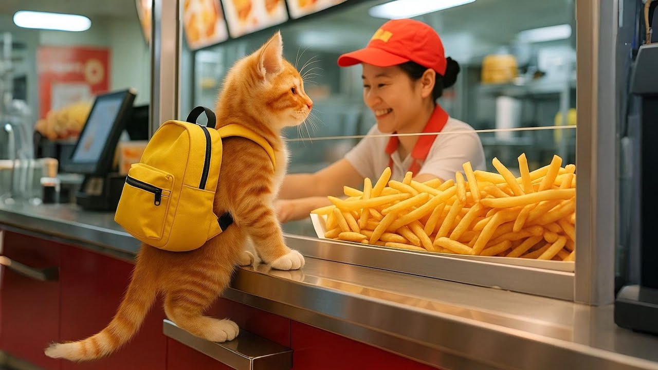 Kitten Dreams of a Juicy Burger 🍔💭 #cat #kitten #cute