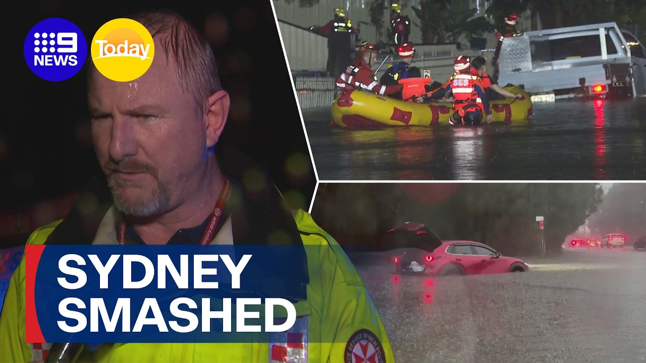Dozens rescued as severe weather system soaks Sydney | 9 News Australia