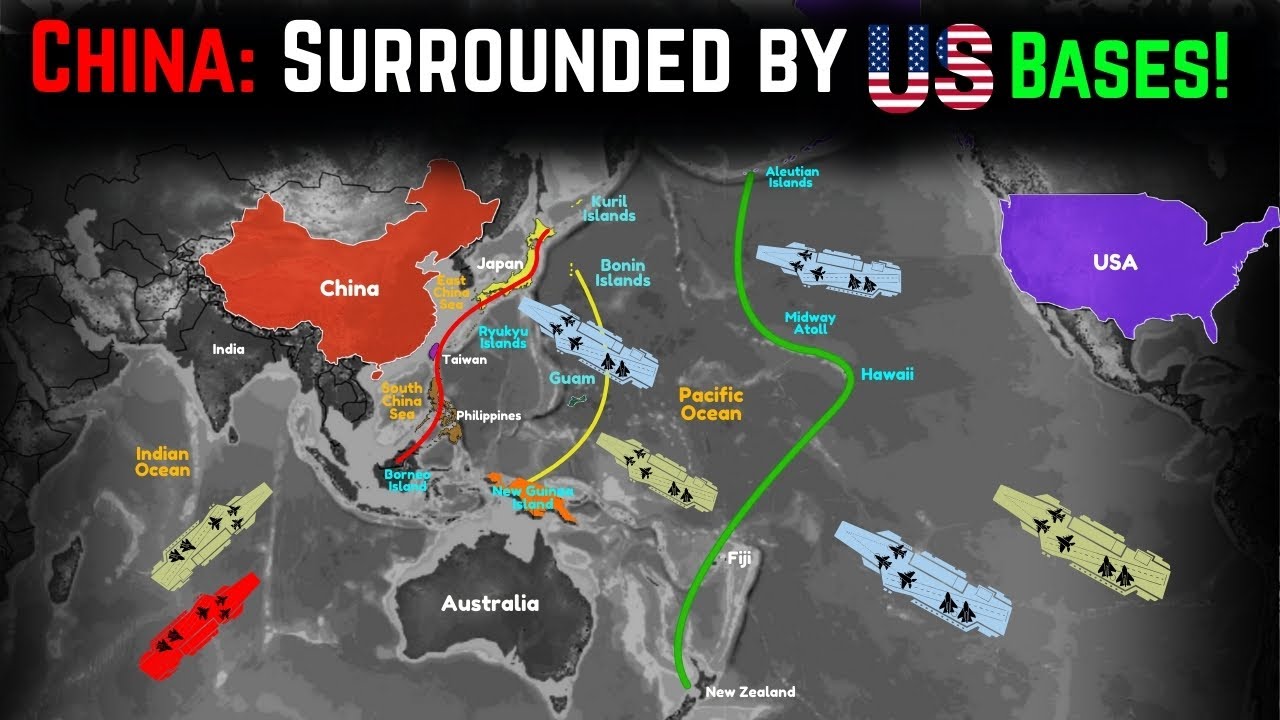 Why the U.S. Has Surrounded China With Military Bases |  The U.S. Island Chain Strategy Explained