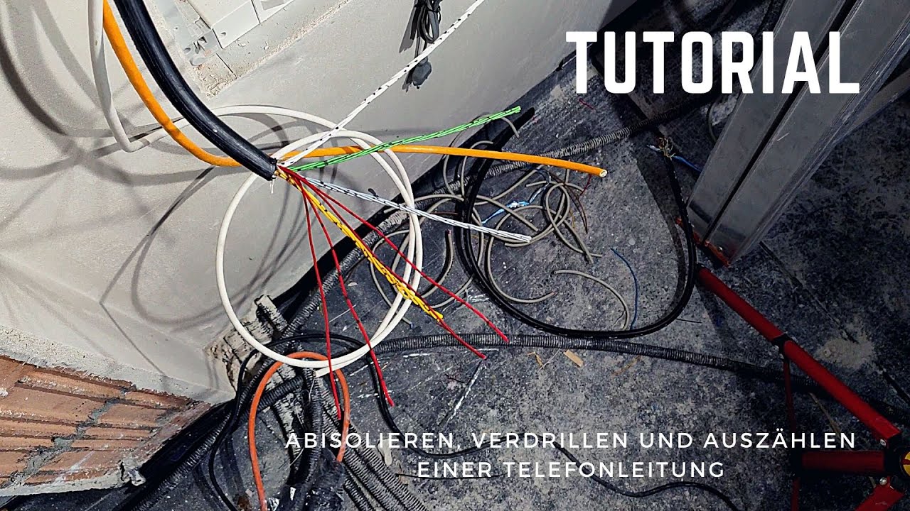 Abisolieren, Verdrillen und Auszählen einer Telefonleitung