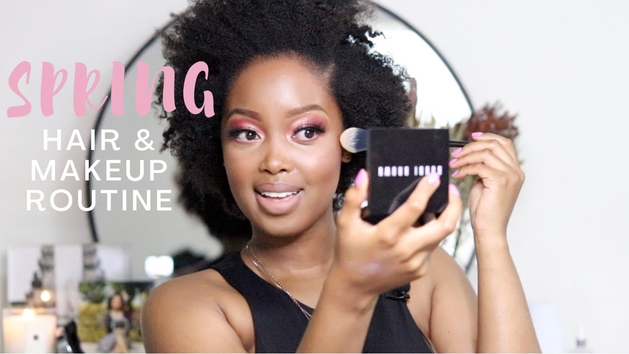 GRWM: MY CURRENT 4C NATURAL HAIR AND MAKEUP ROUTINE FOR SPRING 2020 | TSHEGO MAKOE