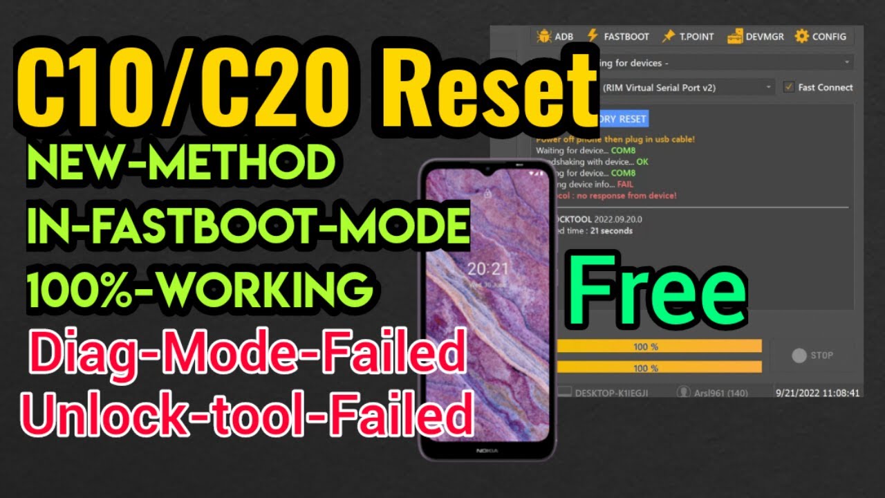 Nokia C20 Reset In Fastboot Mode Latest Method |Diag Mode Failed Avengers,Unlocktool,CM2 Failed|