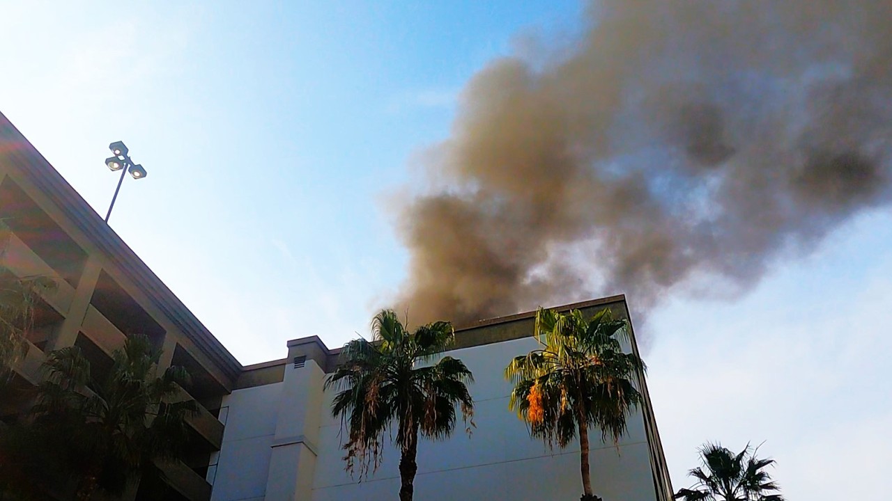 Cybertrucks Burn on Roof of Parking Structure in Santa Monica