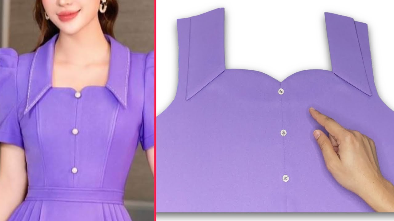 Unique Square Neck Collar Design Stitching Technique | Sewing Tips and Tricks