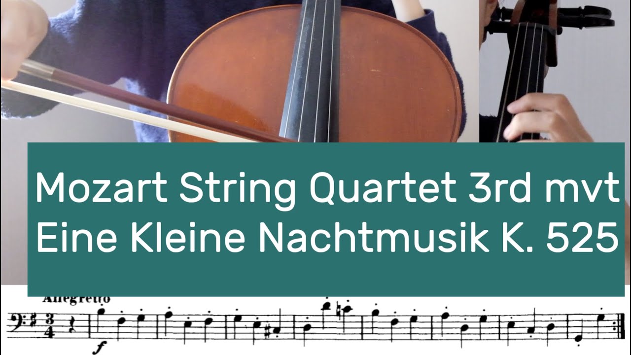 Mozart String Quartet Eine Kleine Nachtmusik 3rd mvt K. 525 Cello Part Tutorial
