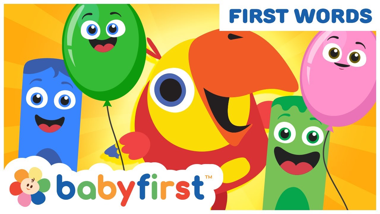 Toddler learning video words w Color Crew & Larry | Learn Colors & Animals for Kids | BabyFirst TV