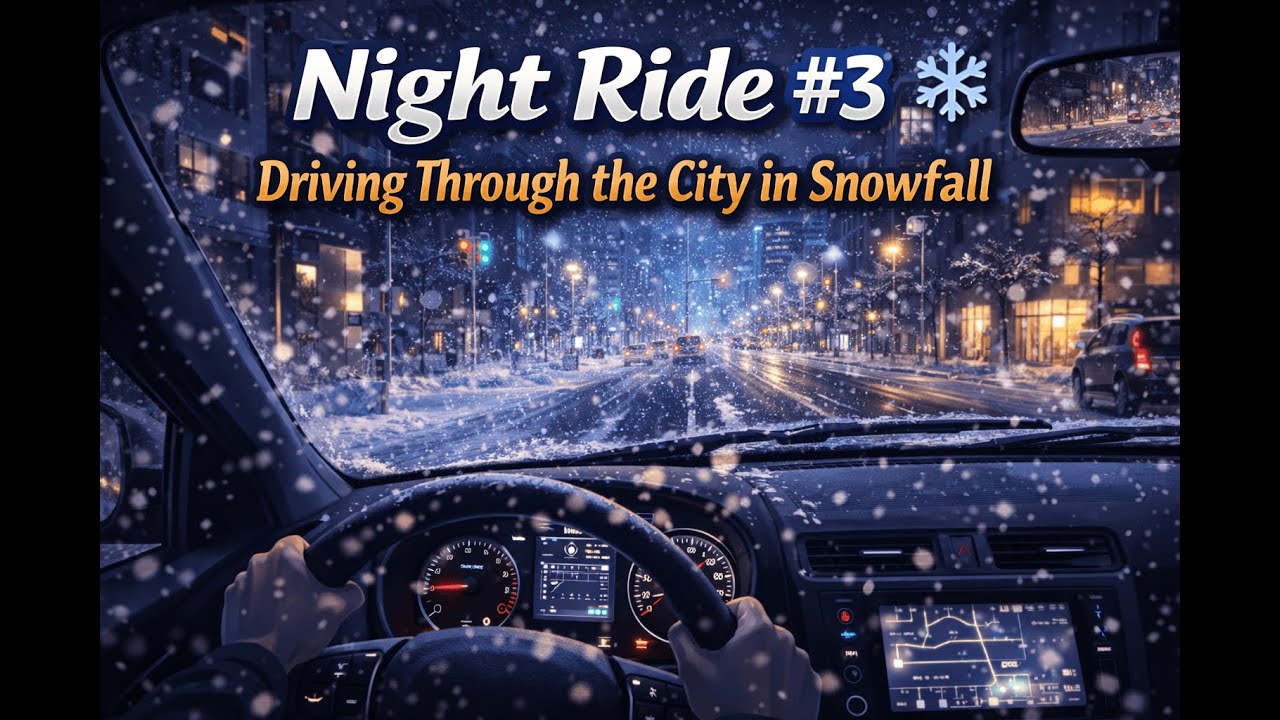 Night Ride #3 ❄️ | Driving Through the City in Snowfall