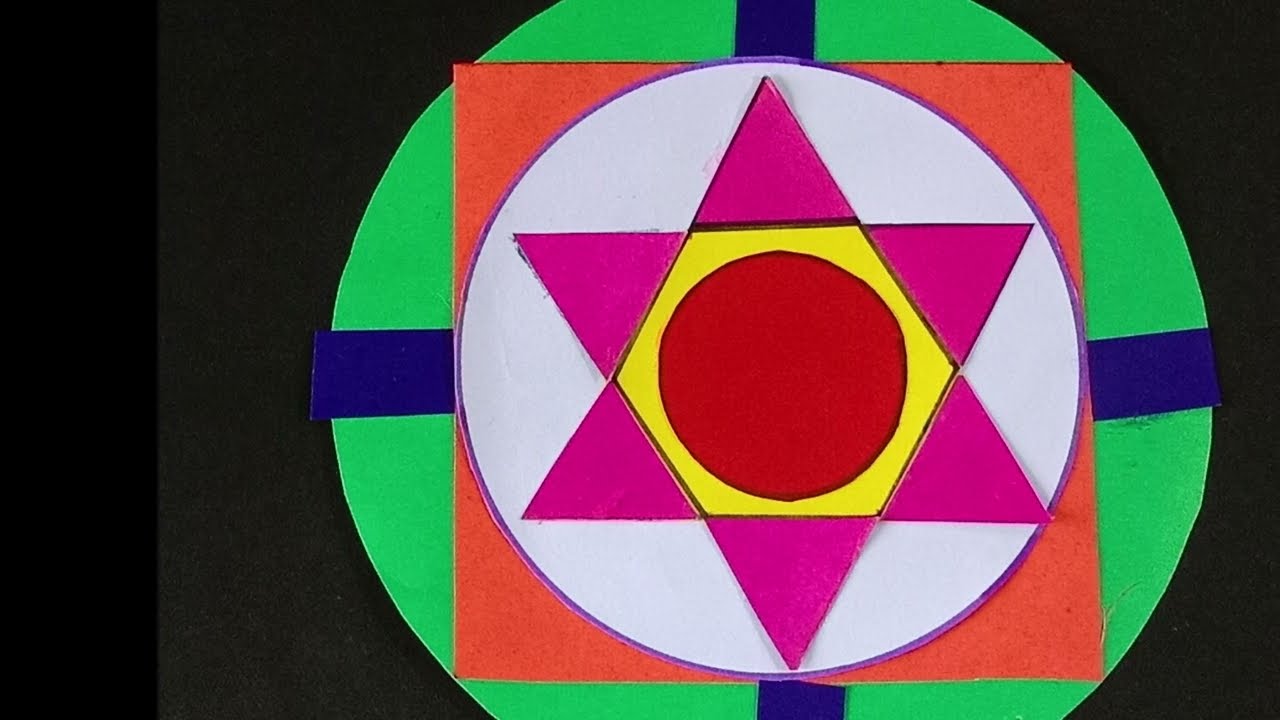 onam / pookalam using shapes/. circle, triangle,square,hexagon,rectangle/shapes school project