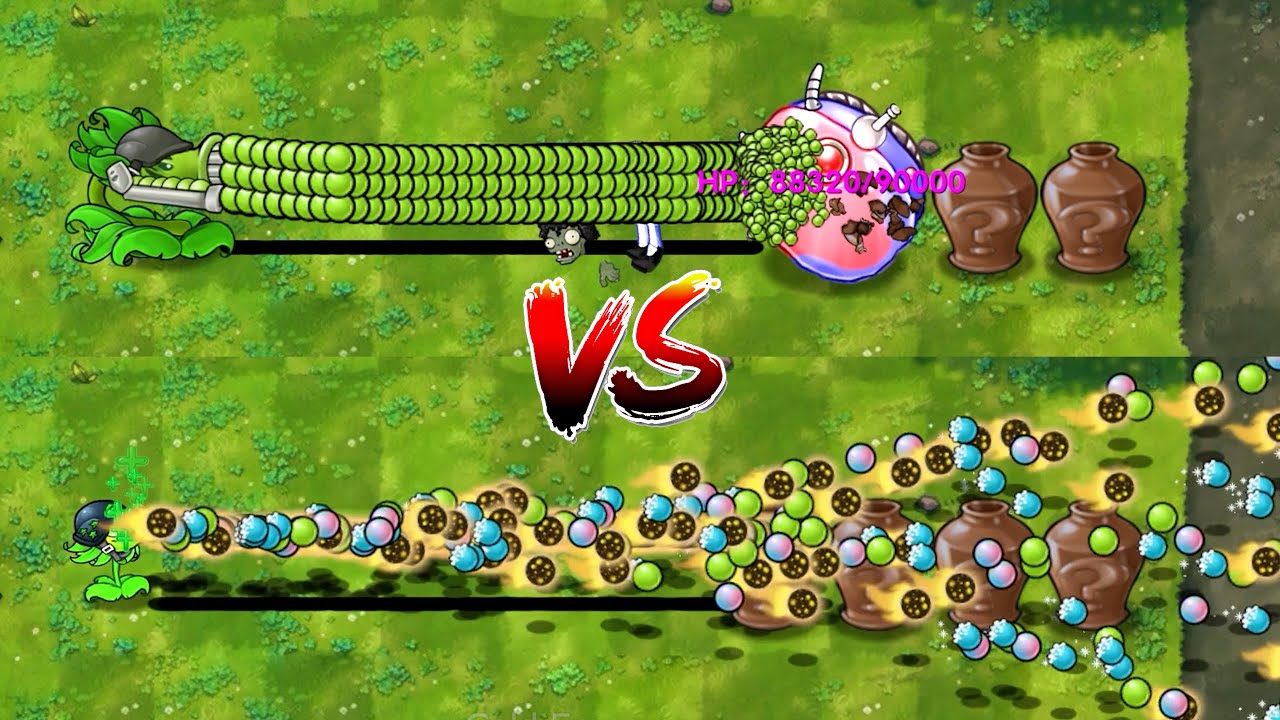 PvZ Fusion 3.2 - All Pea Plants With Rapid Fire Vs 4 Random Zombie Vase Breakers -P92-What team win?