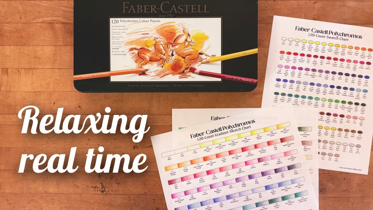 🌸 Swatching ALL 120 Faber-Castell Polychromos Colored Pencils! Relaxing Real Time 🌈