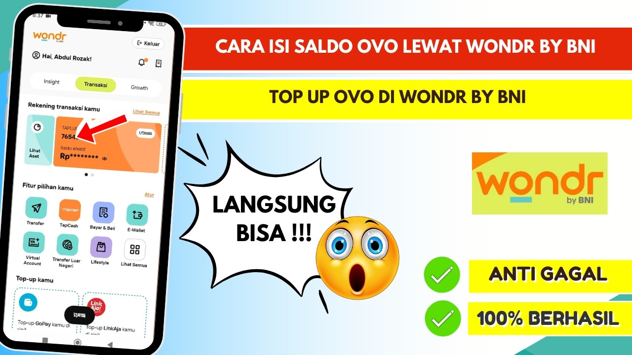 ✅ Cara ISI Saldo OVO Lewat Wondr By BNI  Top Up OVO di Wondr Oleh BNI