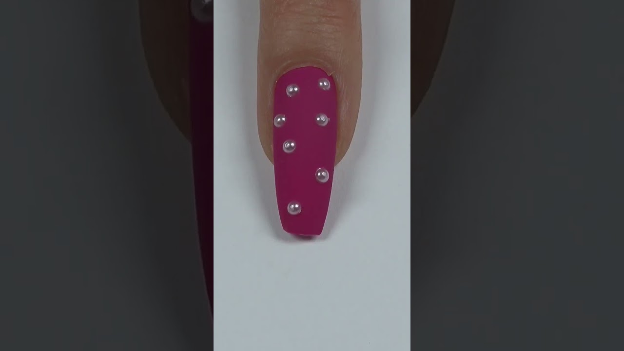 Pearls & Matte Pink Nail Design 💕 #shorts