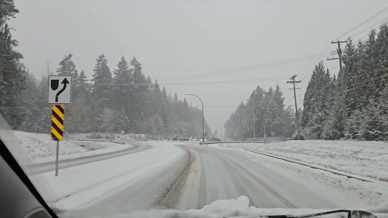 Driving to Qualicum in the snow!