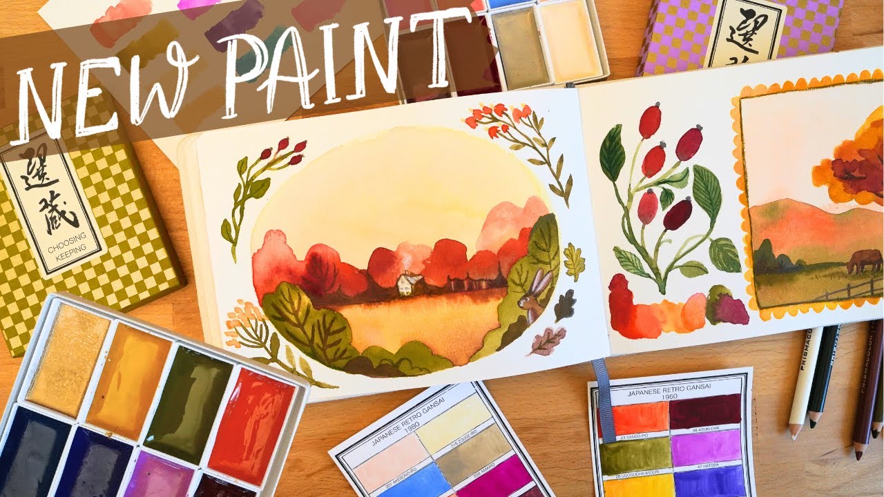 🎨Unboxing Gansai Tambi Palettes - swatch, review & paint in Sketchbook