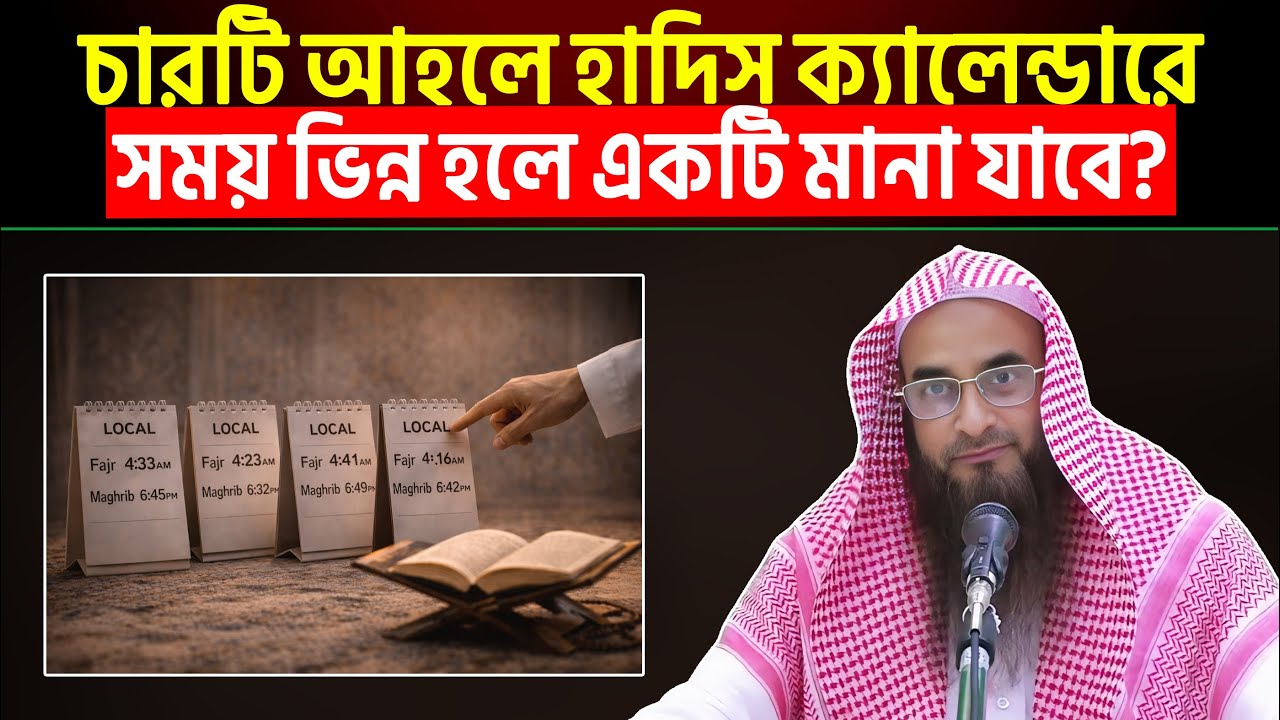 চারটি আহলে হাদিস ক্যালেন্ডারে সময় ভিন্ন হলে একটি মানা যাবে? Sheikh Motiur Rahman Madani