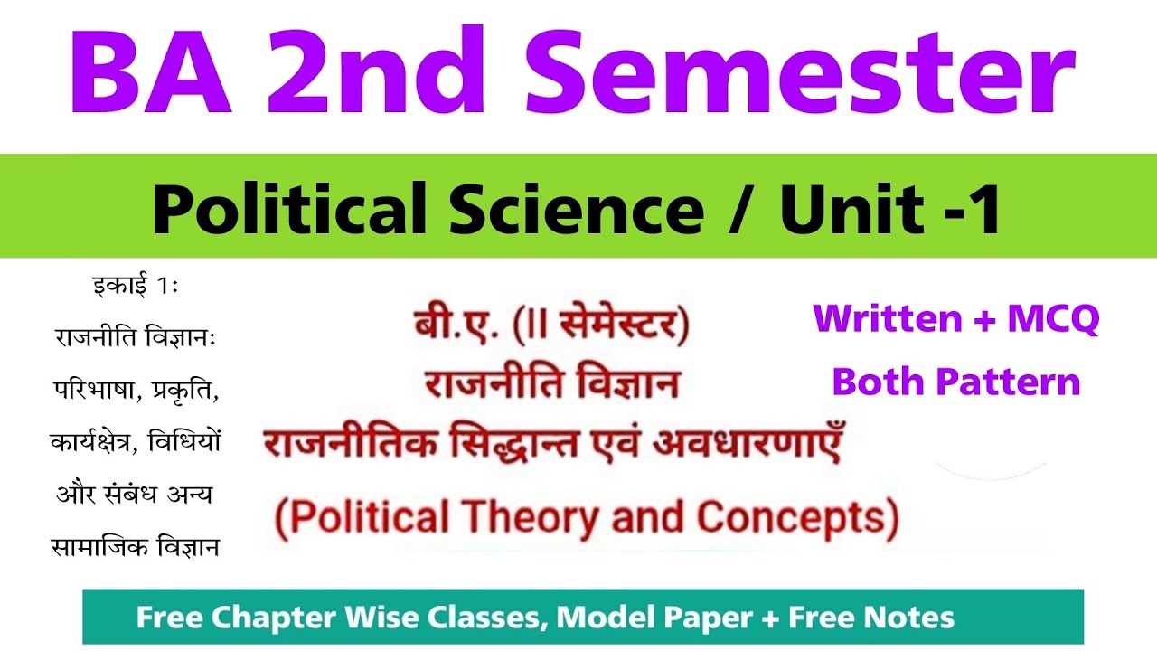 ba 2nd semester political science unit 1 | mcq | political theory and concepts | model paper 2026-27