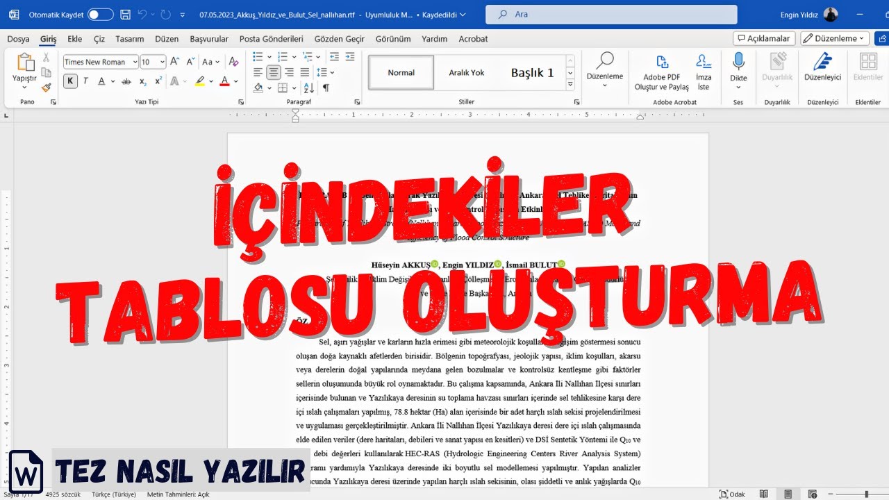 Tez Nasıl Yazılır I İçindekiler Tablosu Oluşturma I Detaylı Anlatım
