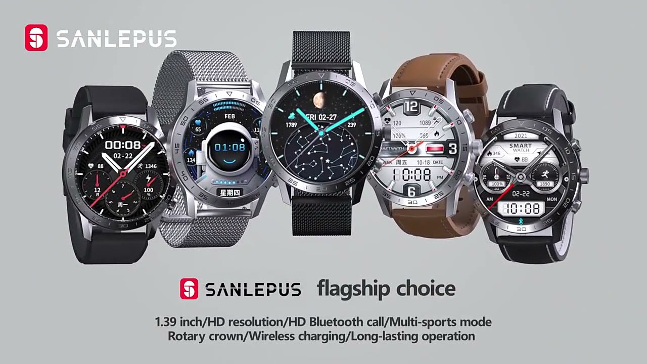 2022 NEW SANLEPUS Smartwatch Wireless Charging Smart Watch 454454 HD Screen Waterproof Men's Fitness