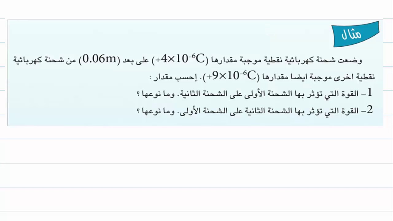 الفيزياء للصف الثالث المتوسط - قانون كولوم