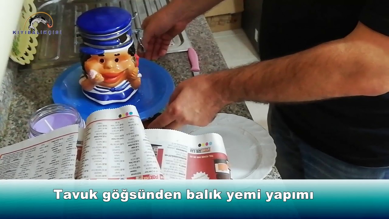 Tavuk etinden balık yemi yapımı, (oltaya takma tekniği)