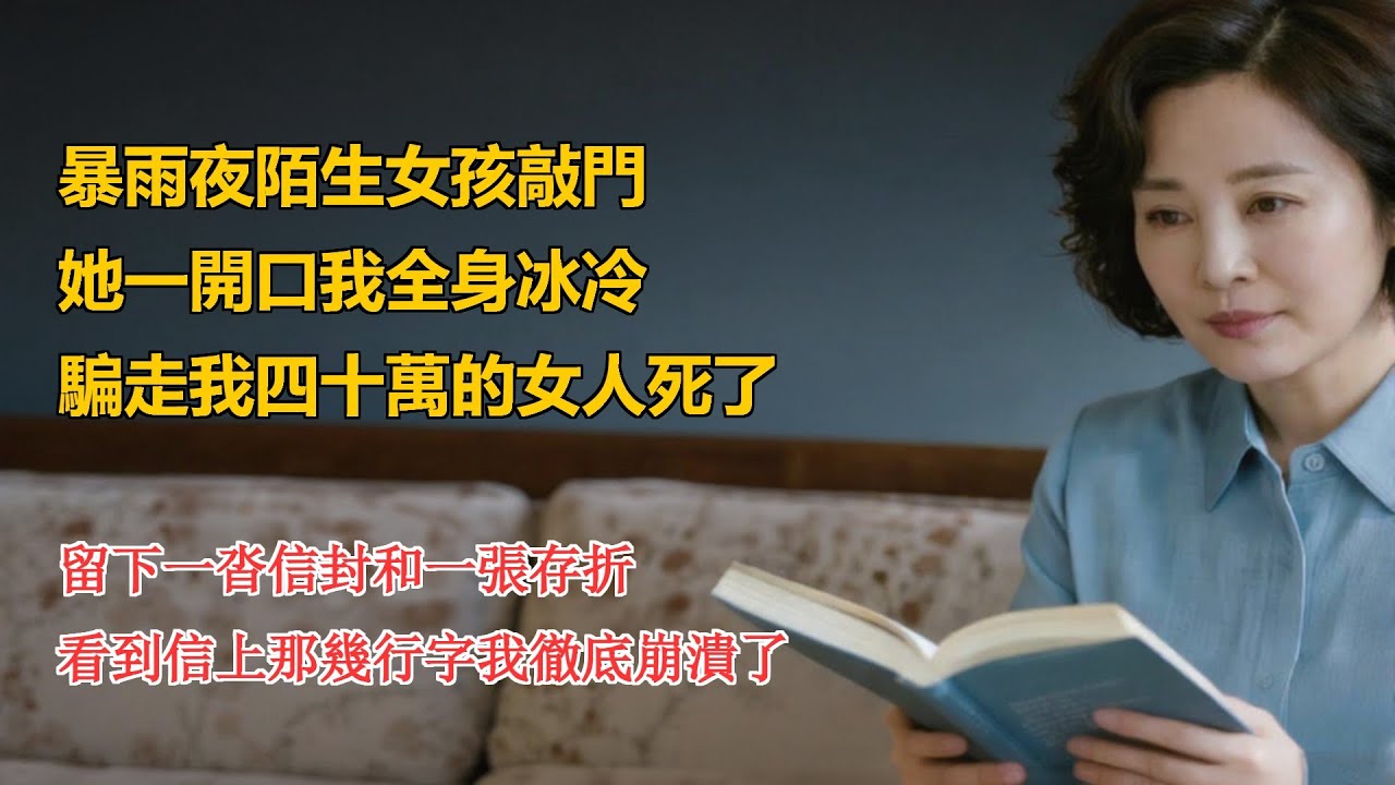暴雨夜陌生女孩敲門，她一開口我全身冰冷，騙走我四十萬的女人死了，留下一沓信封和一張存折，看到信上那幾行字我徹底崩潰了