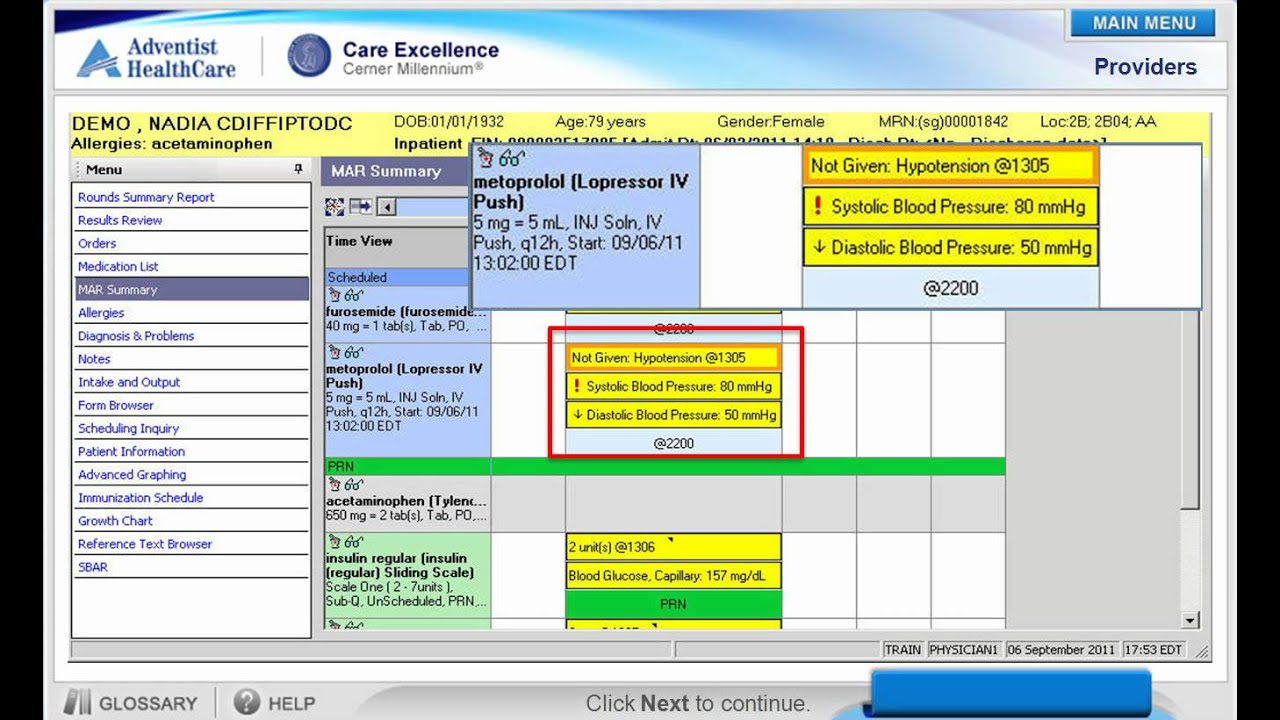 Cerner Medication Administration Record (MAR) Demo