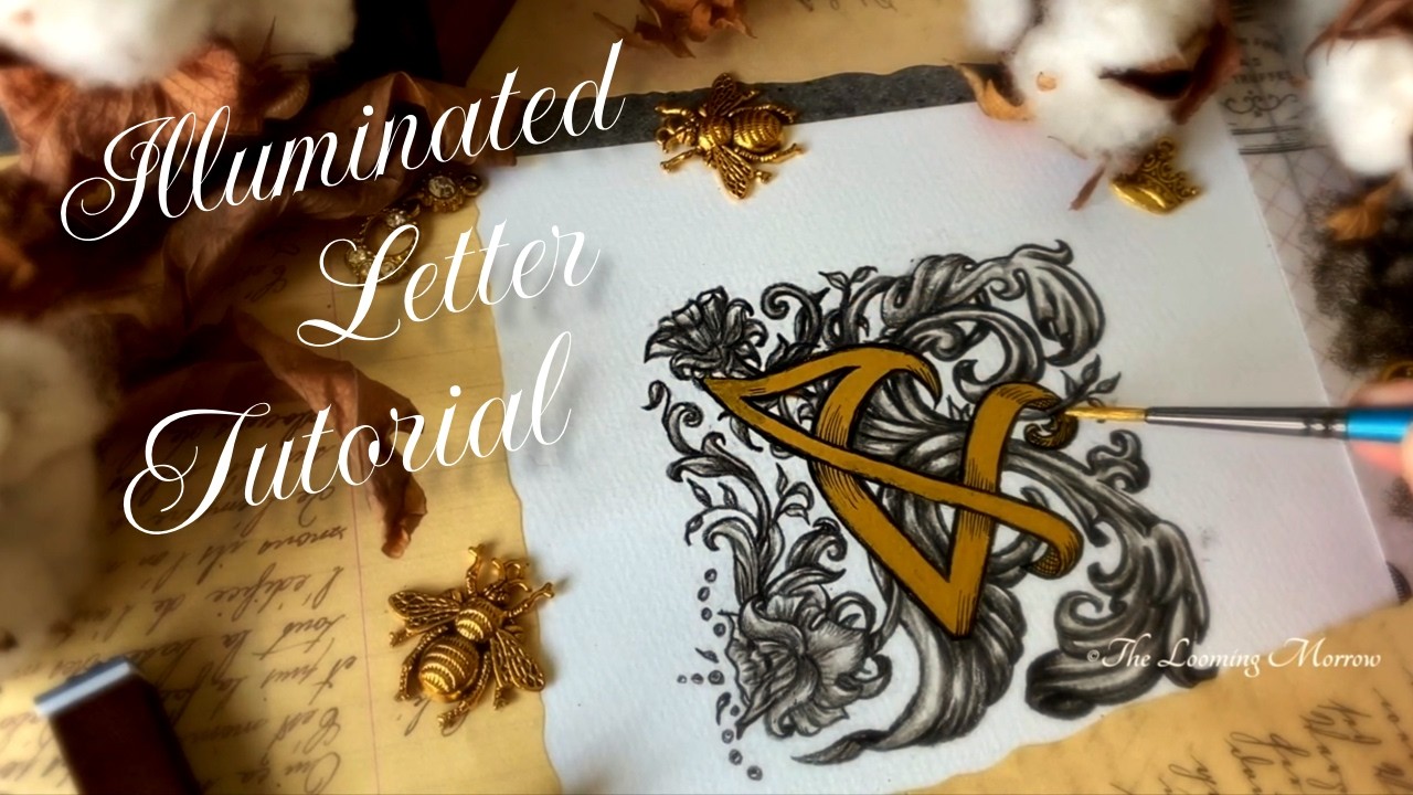 How to draw illuminated letter V ~ Baroque style ornate letter tutorial ~ Illuminating manuscripts