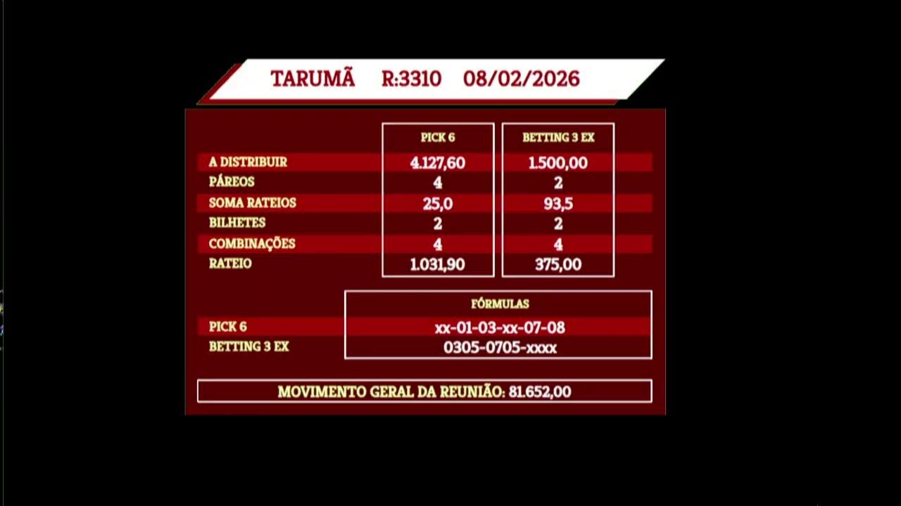 Transmissão  Jockey Club SP -   08/02/2026 - TARUMÃ