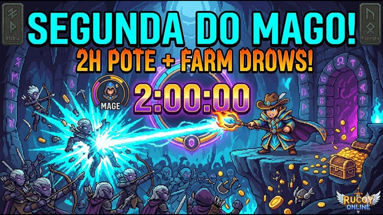 🛡️ RUCOY ONLINE: SEGUNDA COM GAÙCHO 2H POTE + FARM DROWS AO VIVO ✨💰🔥