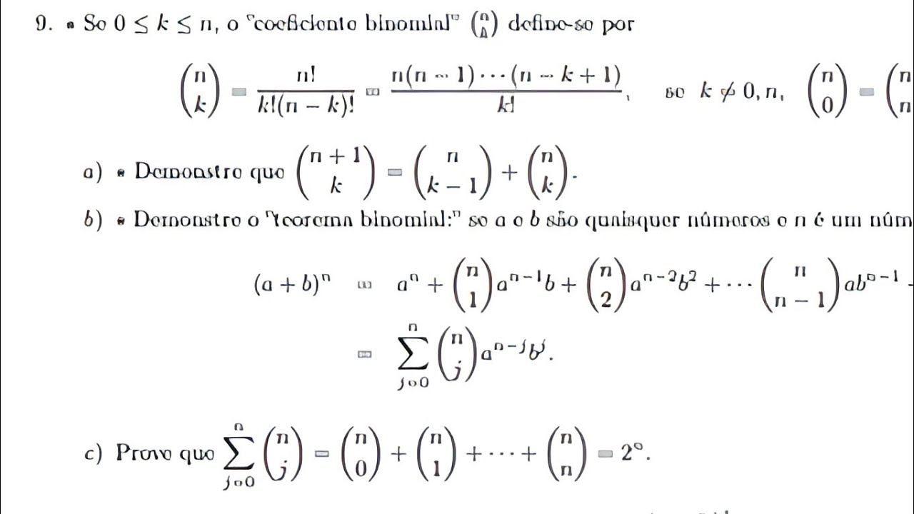 Prova do Teorema Binomial 