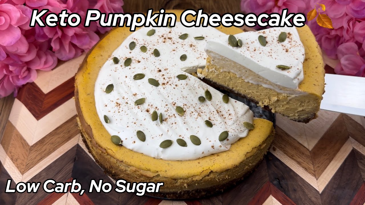 Keto Pumpkin Cheesecake 🍂| Low Carb, No Sugar | Creamy & Delicious Cheesecake | Gluten-Free