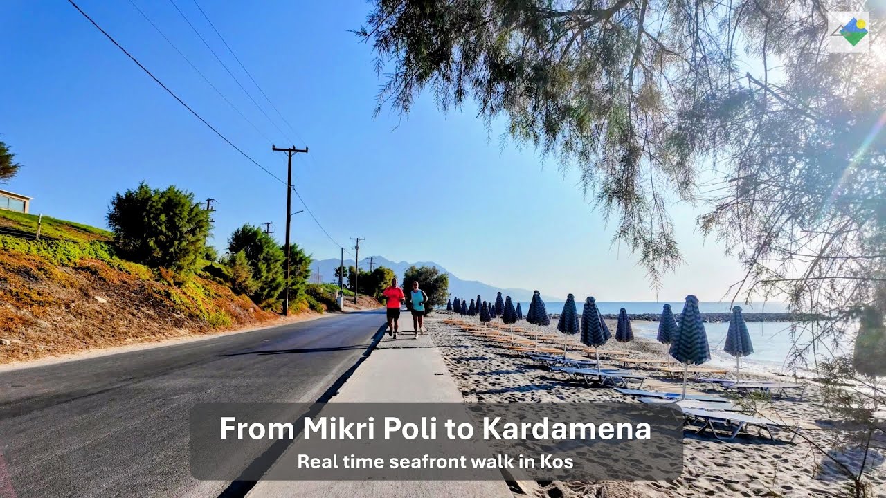 Walking from Atlantica Mikri Poli Kos Hotel to Kardamena Harbour | Seafront Walk in Kos Greece 4K