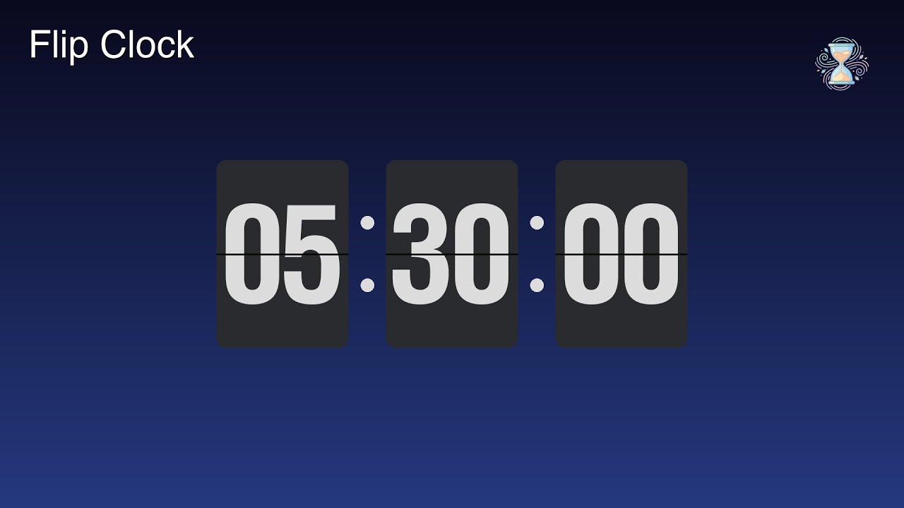 5 Hour 30 Minute Timer ⏱️ Midnight Blue Flip Clock | Extended work Timer - ChronoFlow