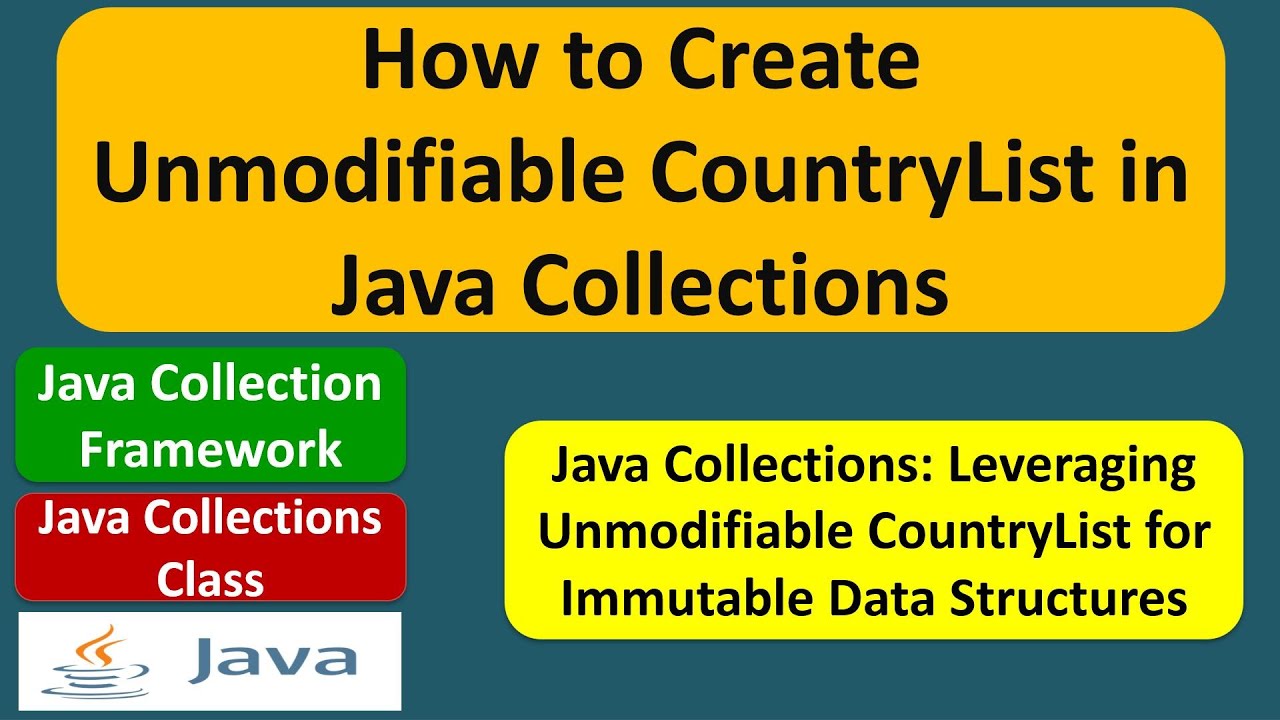 How to Create Unmodifiable CountryList in Java Collections | Java Collection Framework