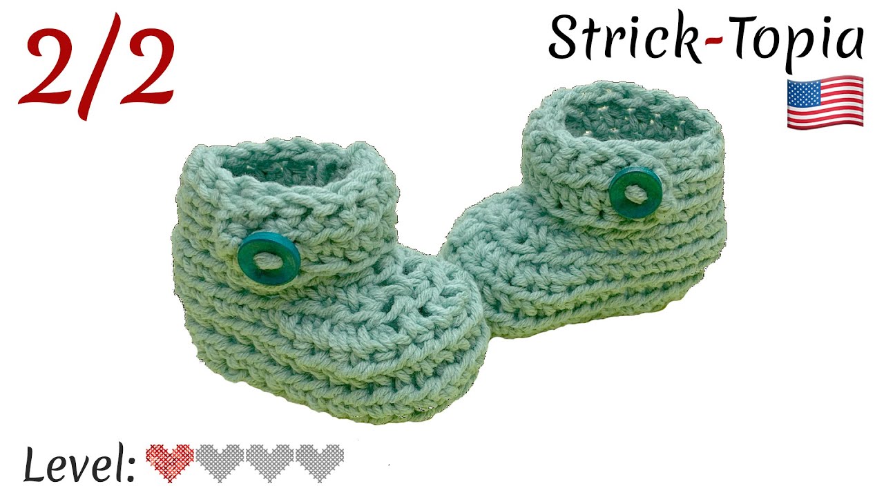 Easy Baby Button Booties Crochet – Video 2/2: The Upper & Closure