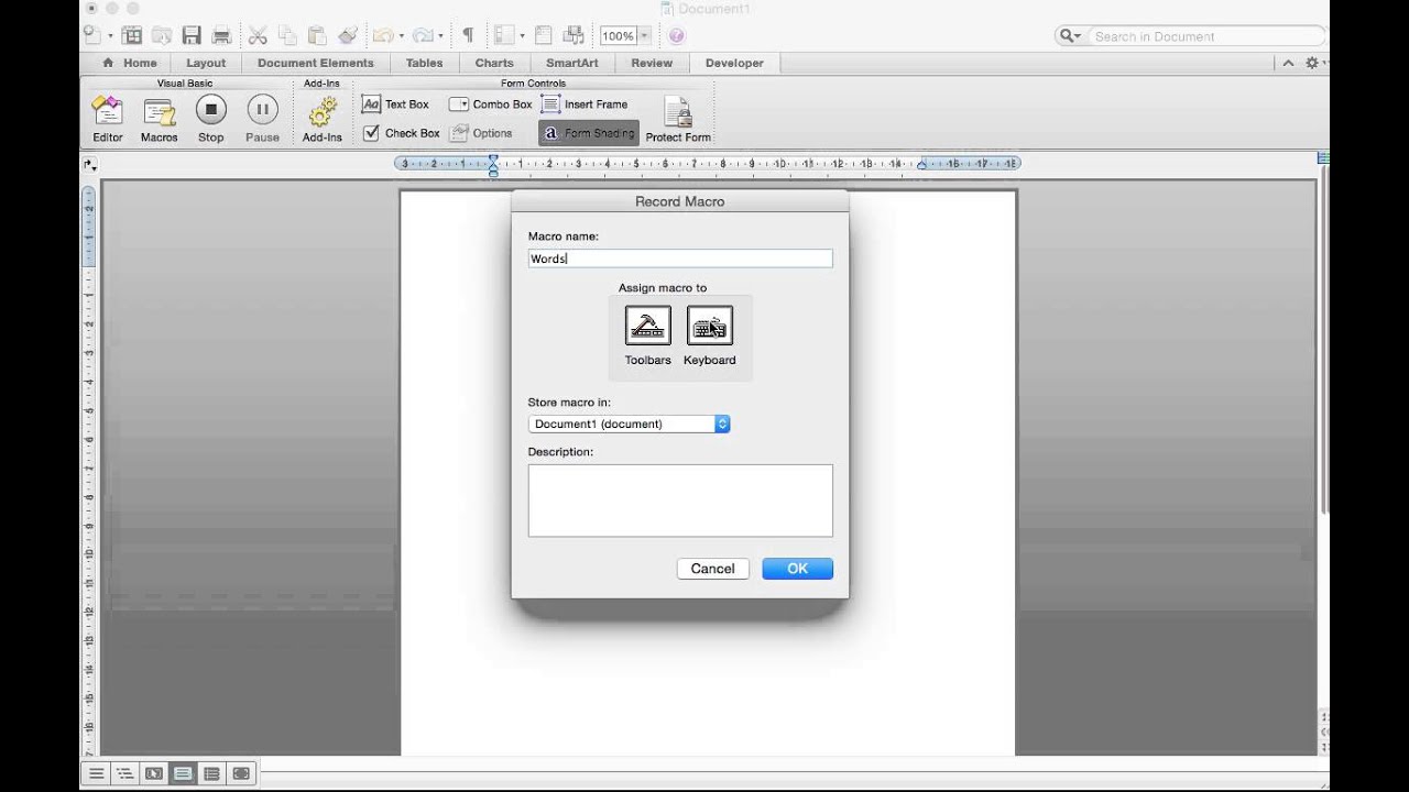 Recording a Text Macro in Word for Mac