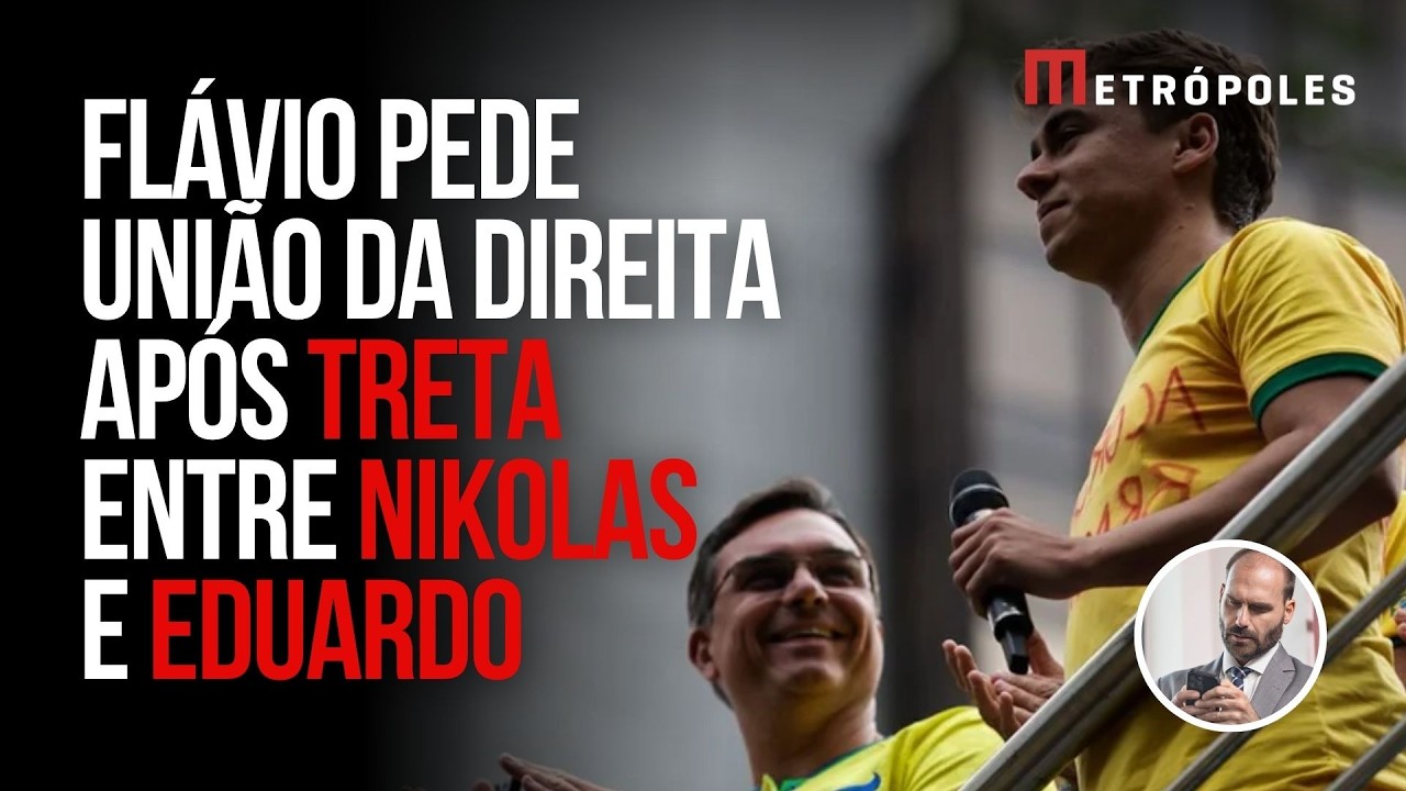 Nikolas &ldquo;concorda&rdquo; com Fl&aacute;vio Bolsonaro em post ap&oacute;s treta com Eduardo