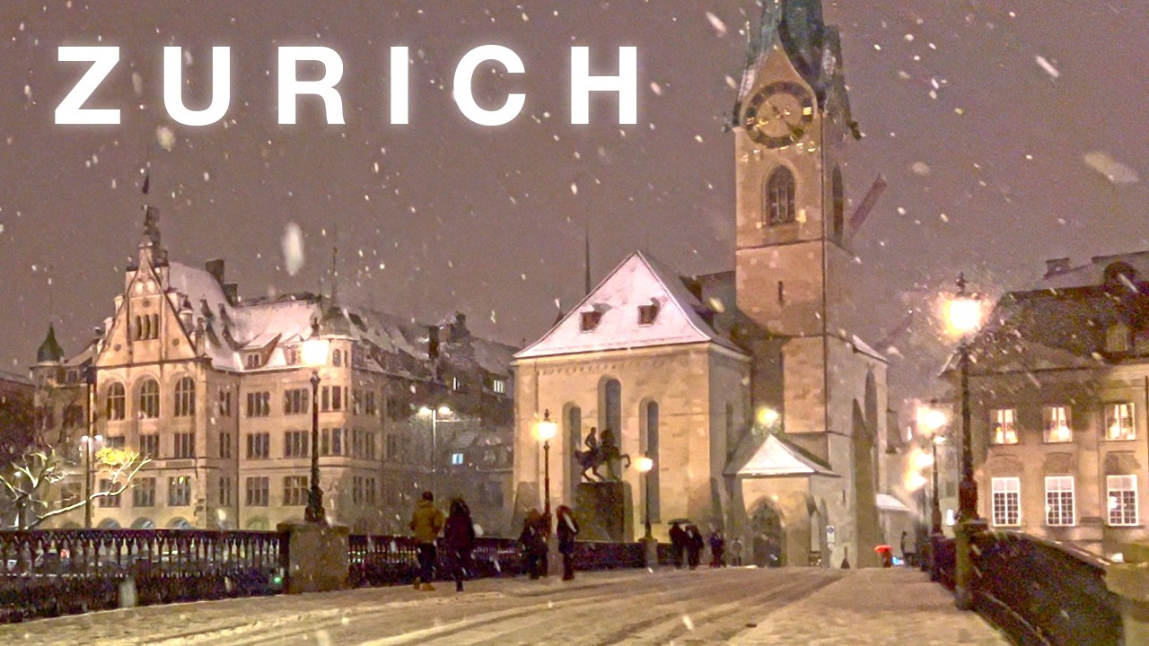 Zurich Snowfall Walk 2026 🌨 ❄️ 4K Winter Walking Tour Switzerland 🇨🇭