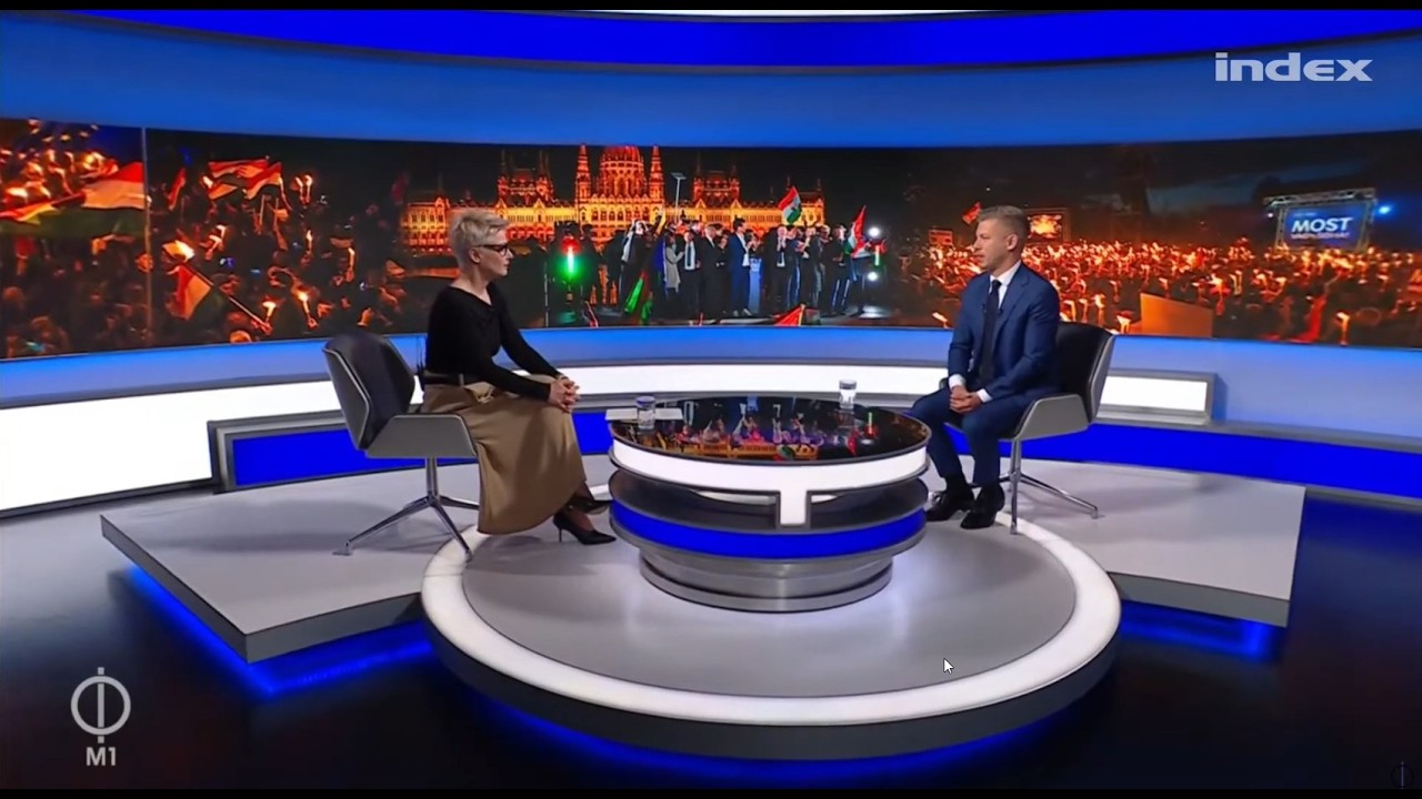 Magyar P&eacute;ter on State TV M1 