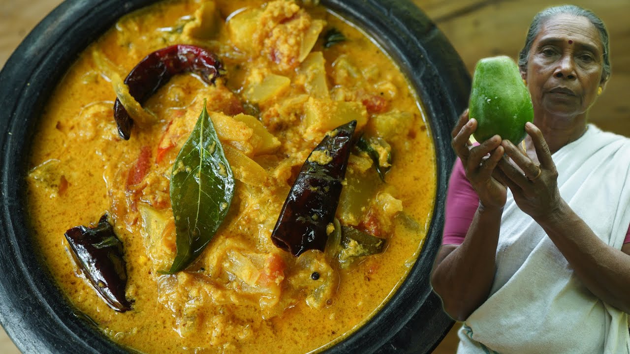 Kerala Style Raw Papaya Curry - Papaya Curry