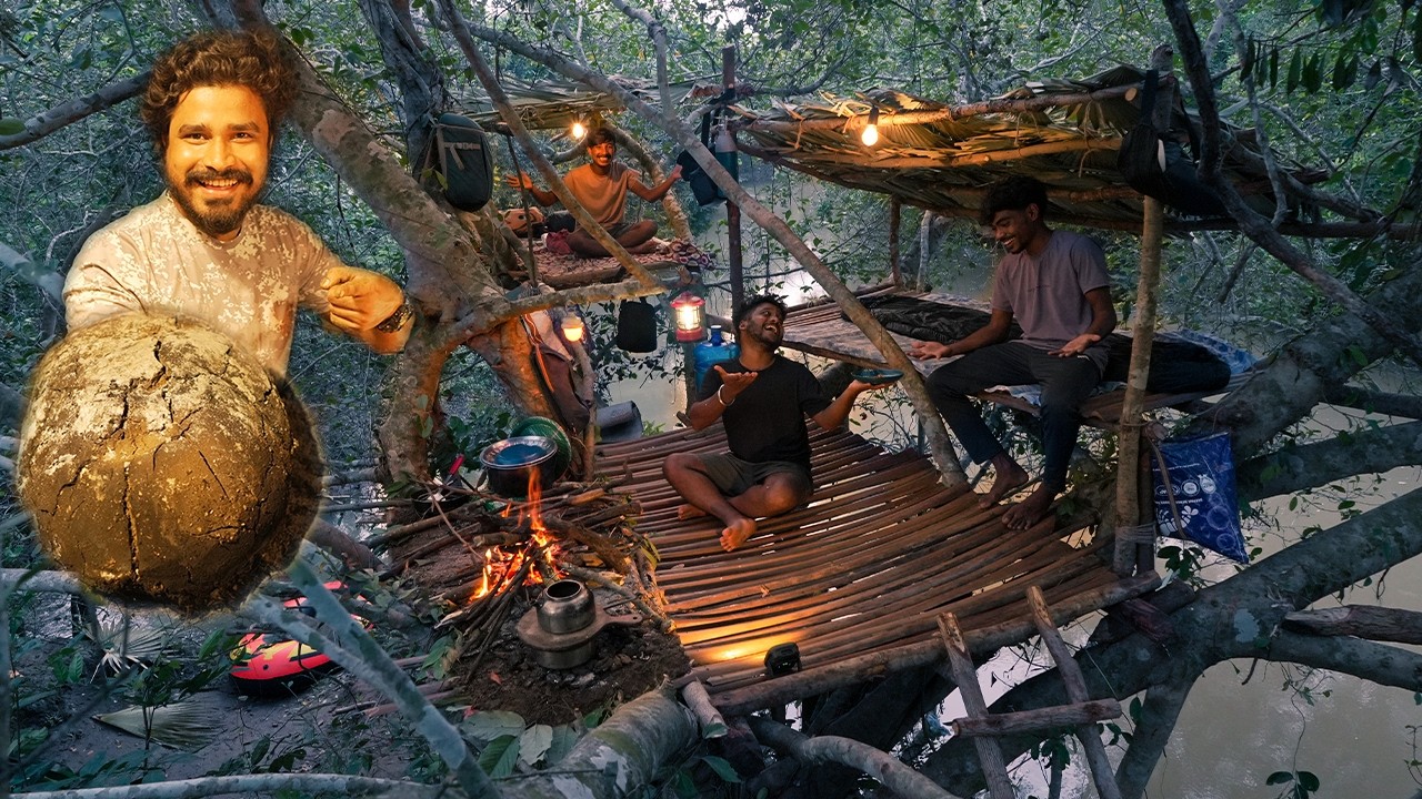 4 DAYS to Build an EPIC Treehouse Over a JUNGLE WATER DE*TH TRAP!